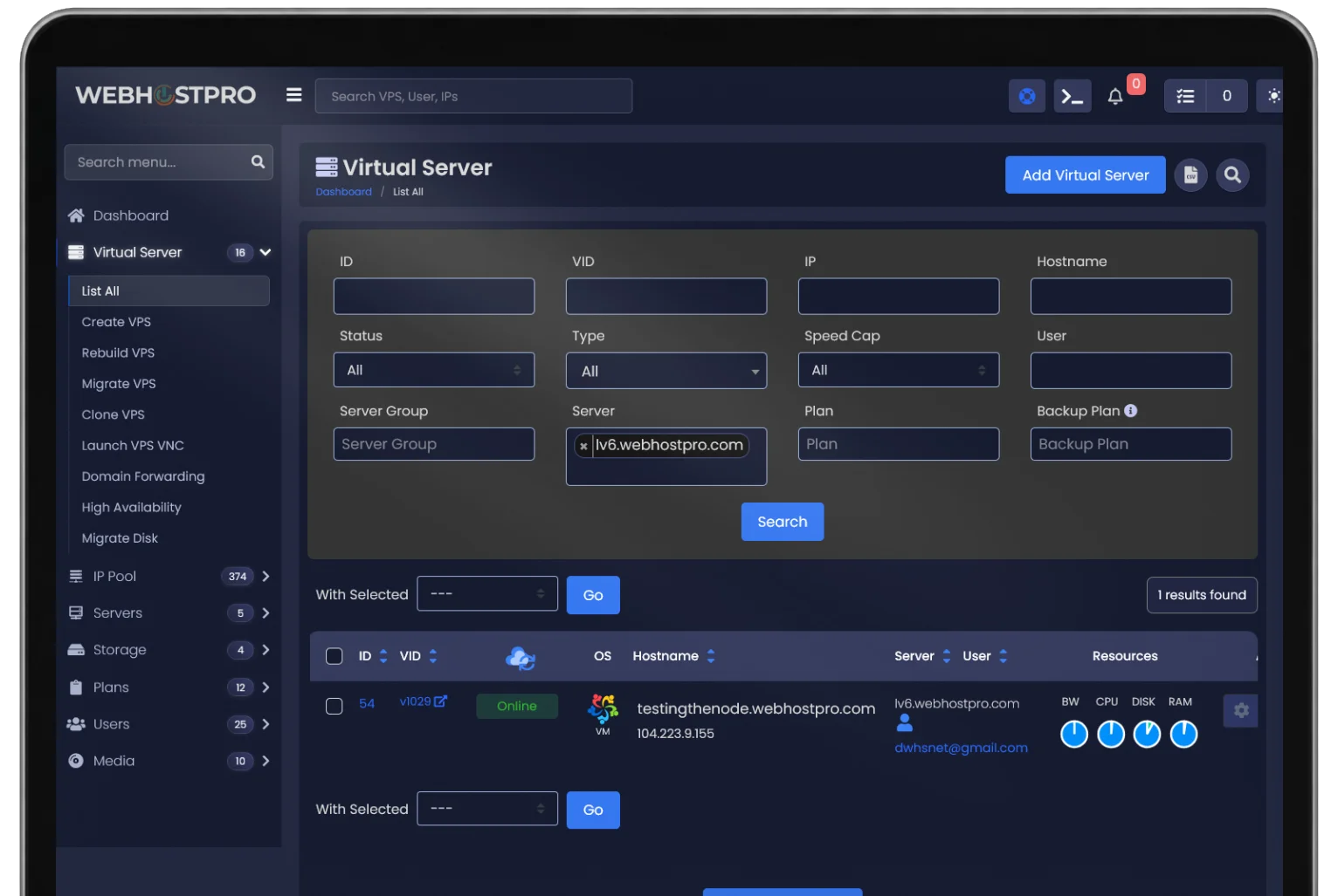 Virtualizor VPS hosting control panel