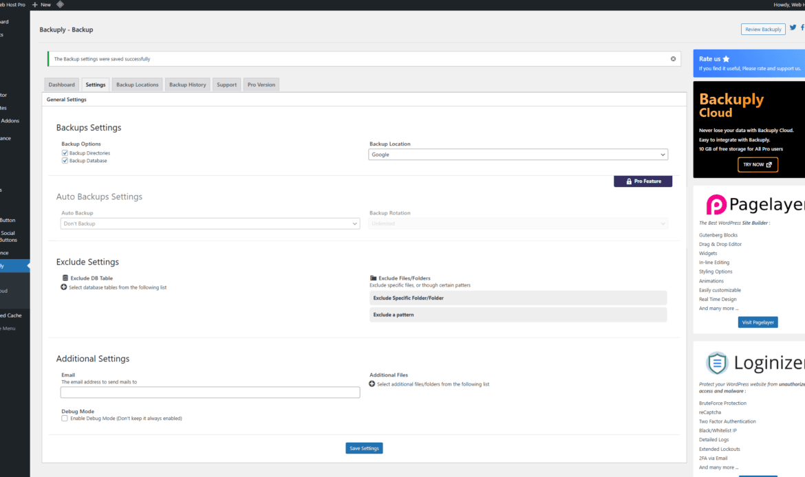 Wordpress backup