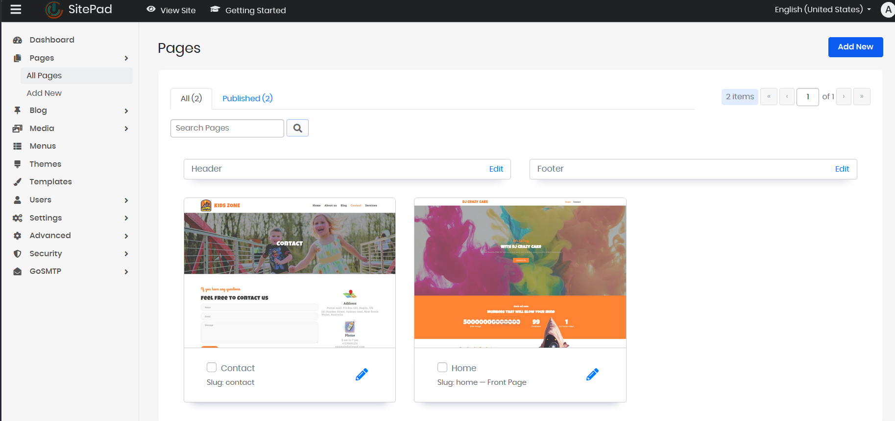 AI builder pages
